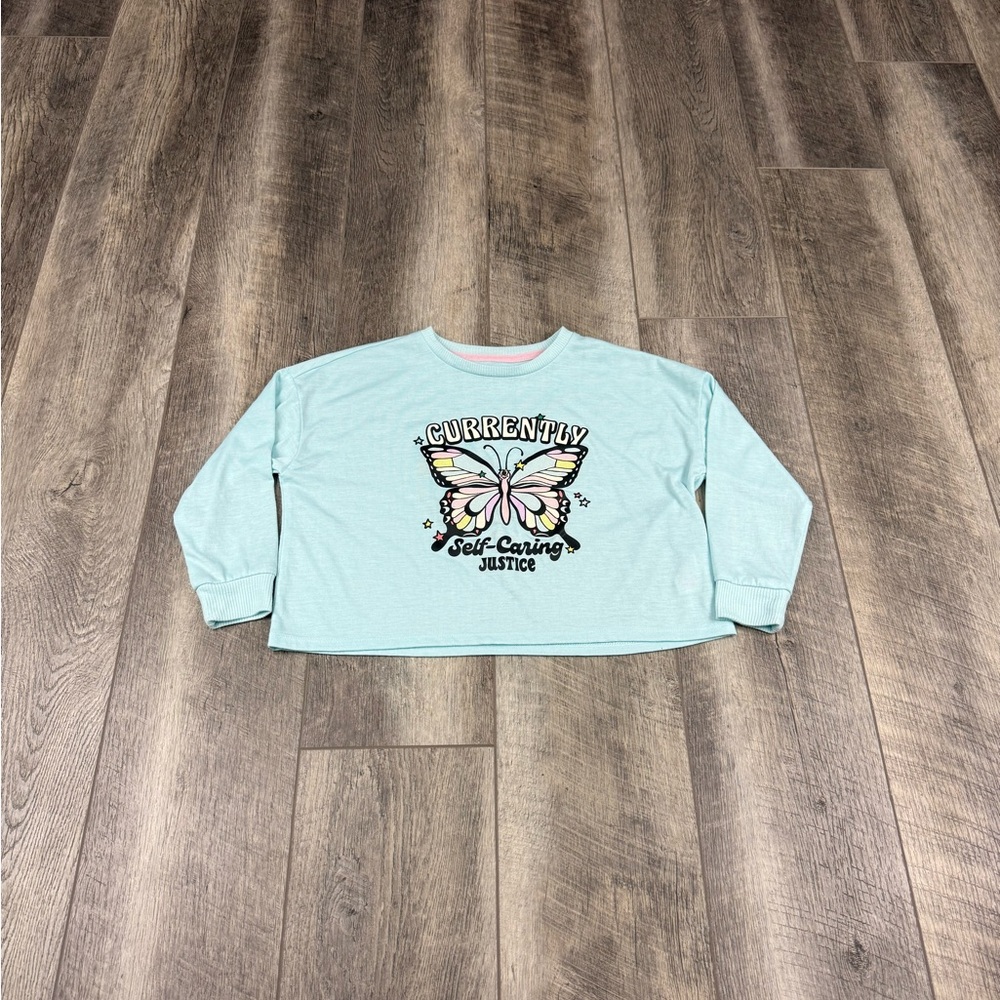 Justice Teal Butterfly Long Sleeve Top